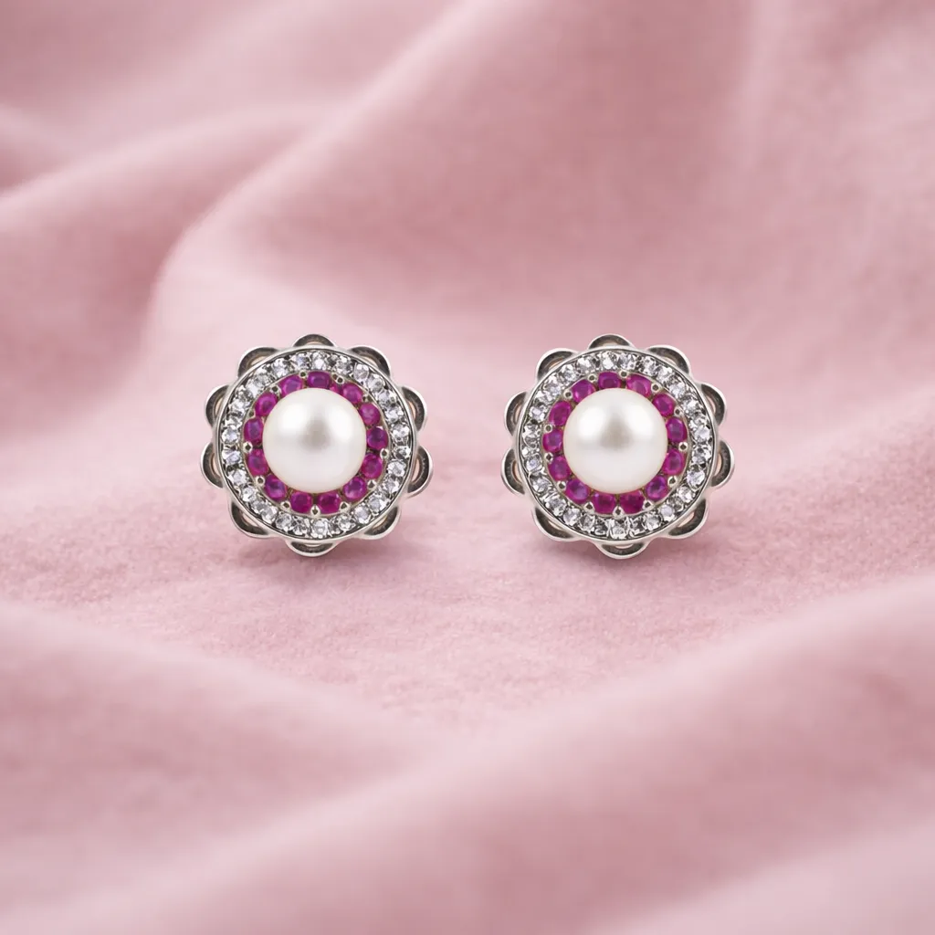Pearl Rosette Stud Earrings S (2).webp