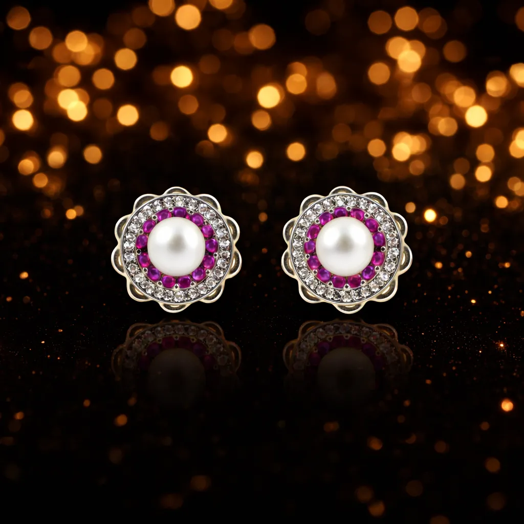 Pearl Rosette Stud Earrings S (1).webp