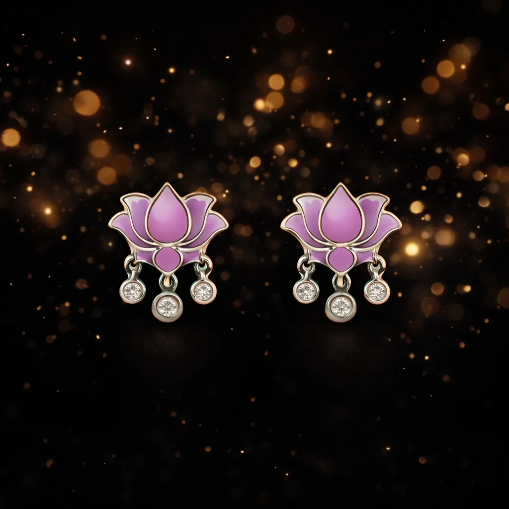 Lotus Charm Stud Earrings S (2).webp