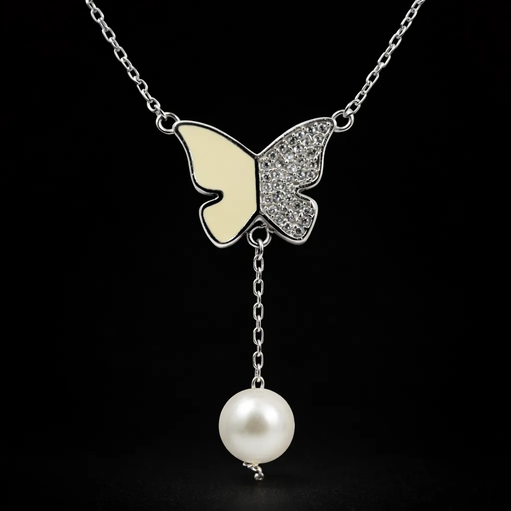 Elegant butterfly necklace with pearl S (4).webp