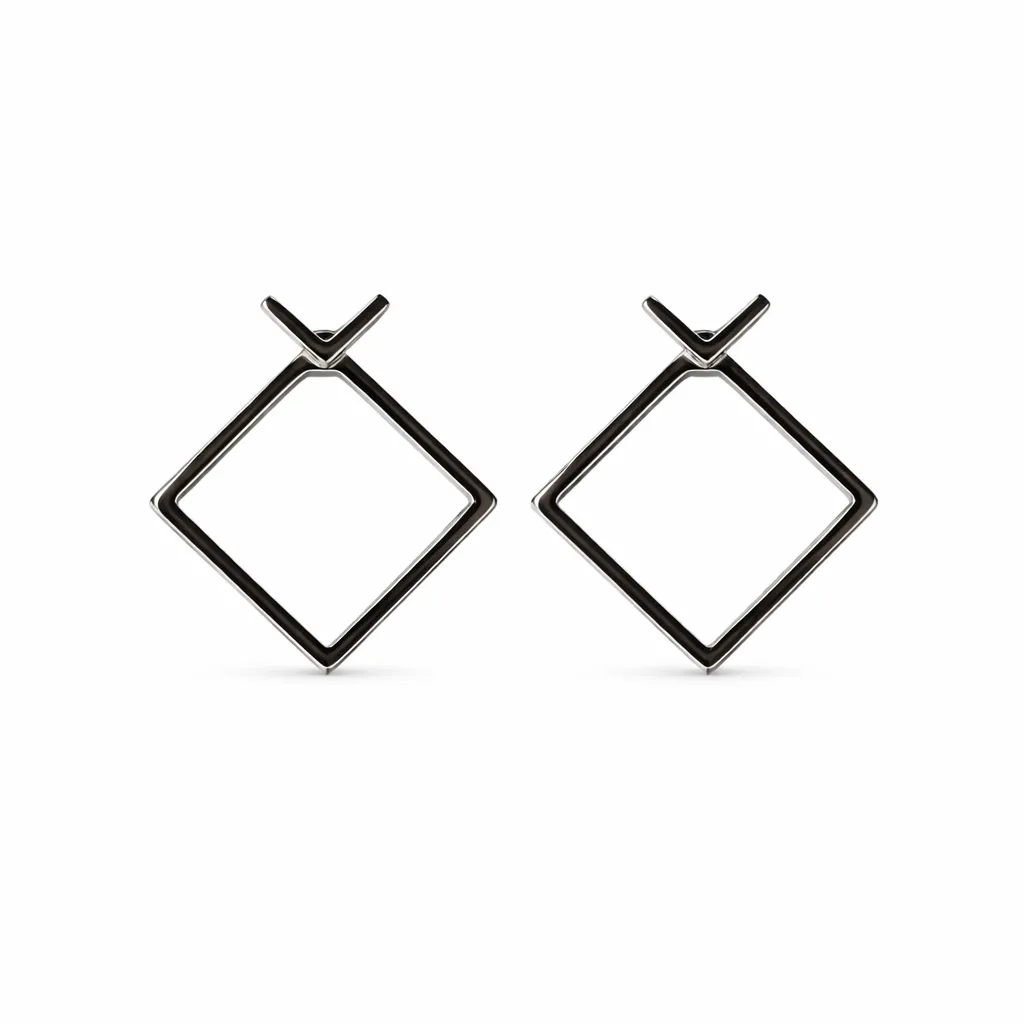 Geo Frame Stud Earrings (TKC-S925-ER-0035)