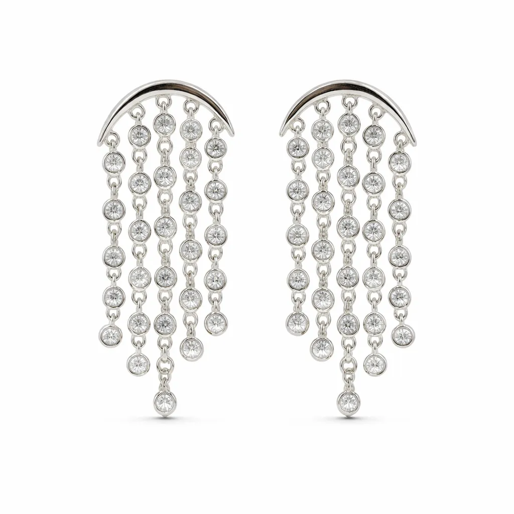 Celestia Spark Fringe Earrings (TKC-S925-ER-0036) (Silver)