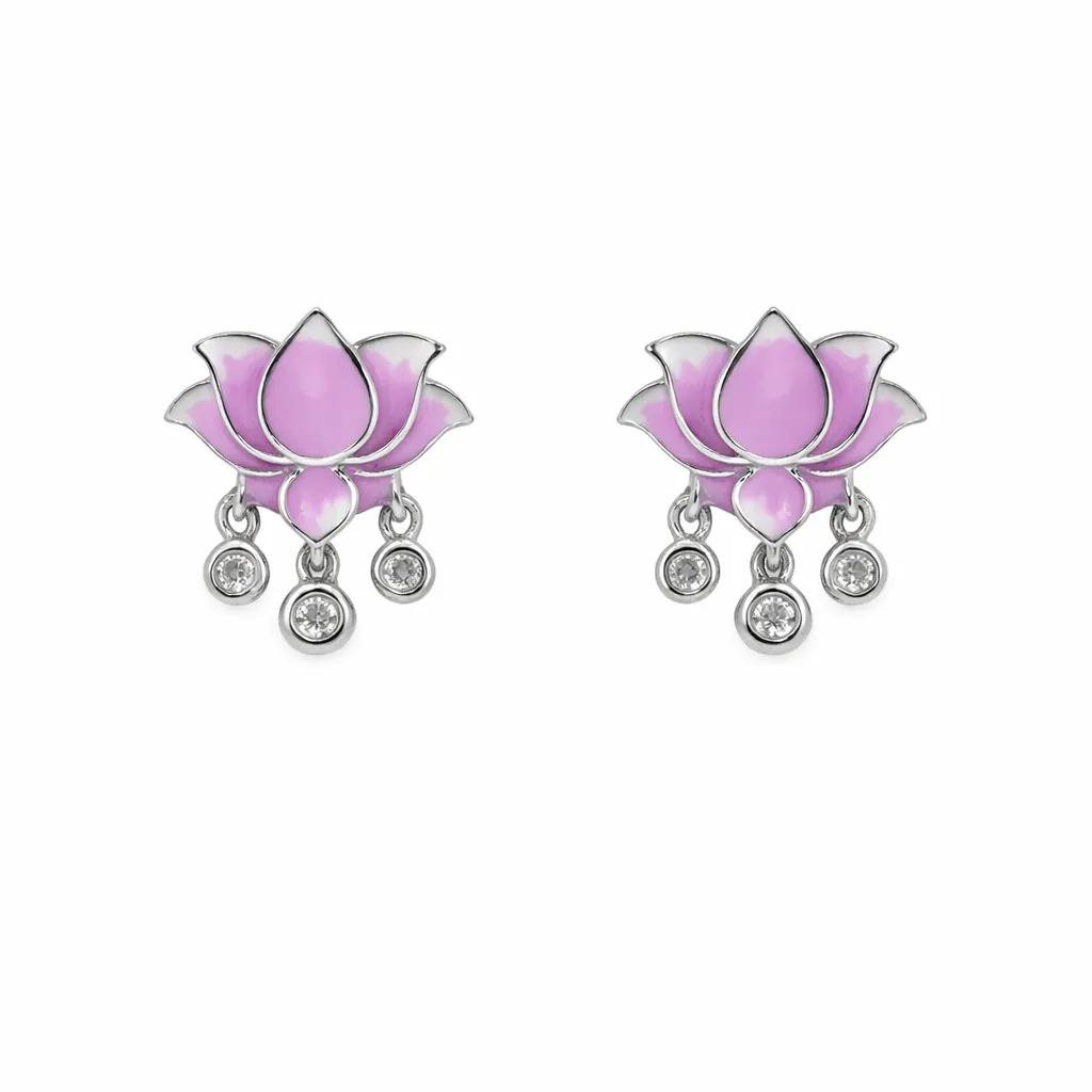 Lotus Charm Stud Earrings (TKC-S925-ER-0040)