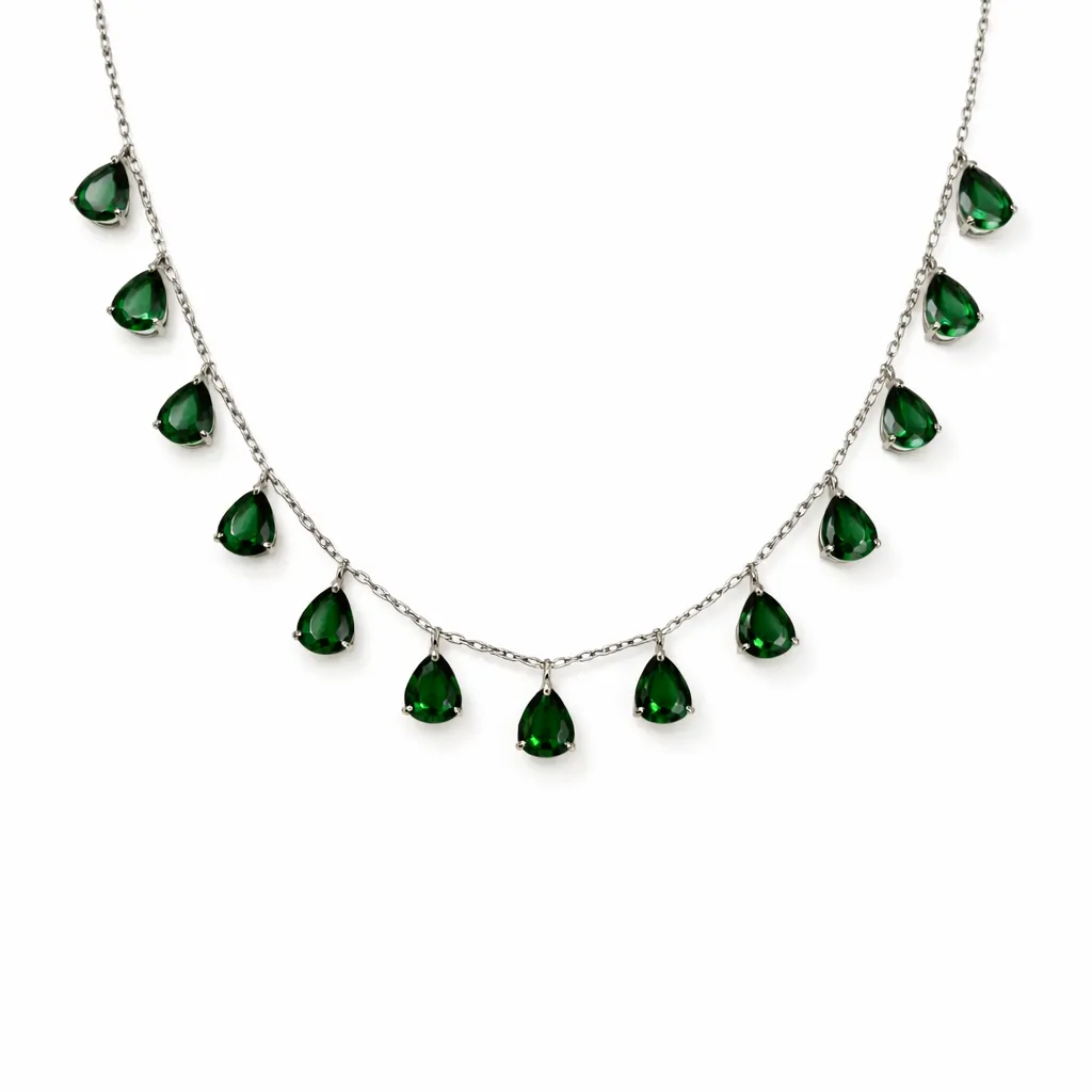 Emerald Cascade Teardrop Pendant (TKC-S925-P-0009)