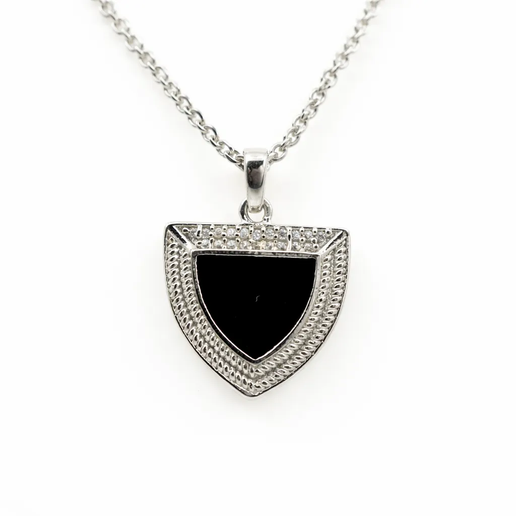 Onyx Crest Shield Pendant (TKC-S925-P-0011)