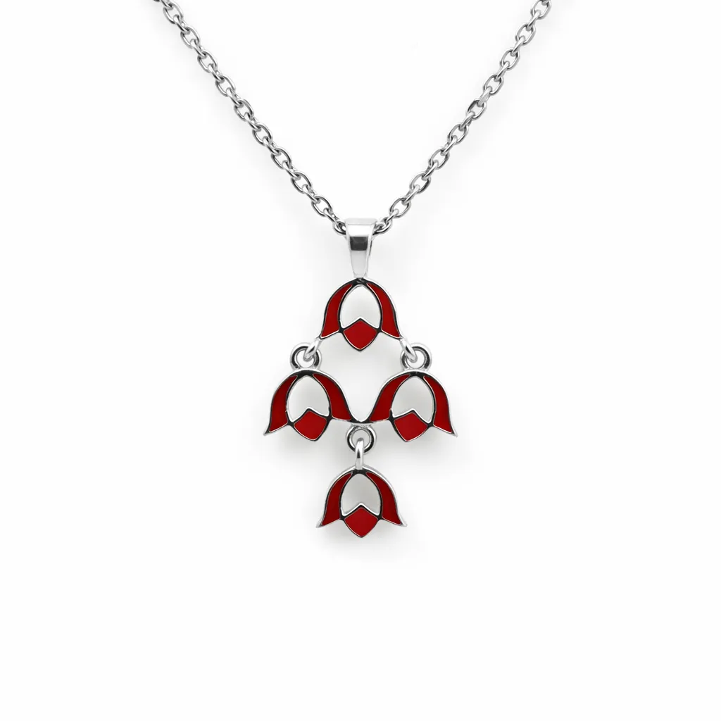 Scarlet Lotus Cascade Pendant (TKC-S925-P-0013)