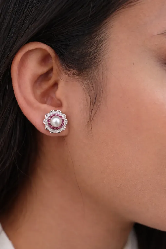 Blush Bloom Pearl Earrings