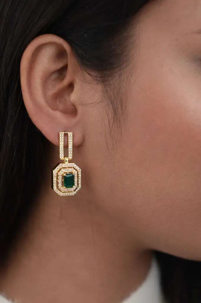 Celeste Emerald Frame Earring