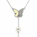 Elegant butterfly necklace with pearl (TKC-S925-P-0029)