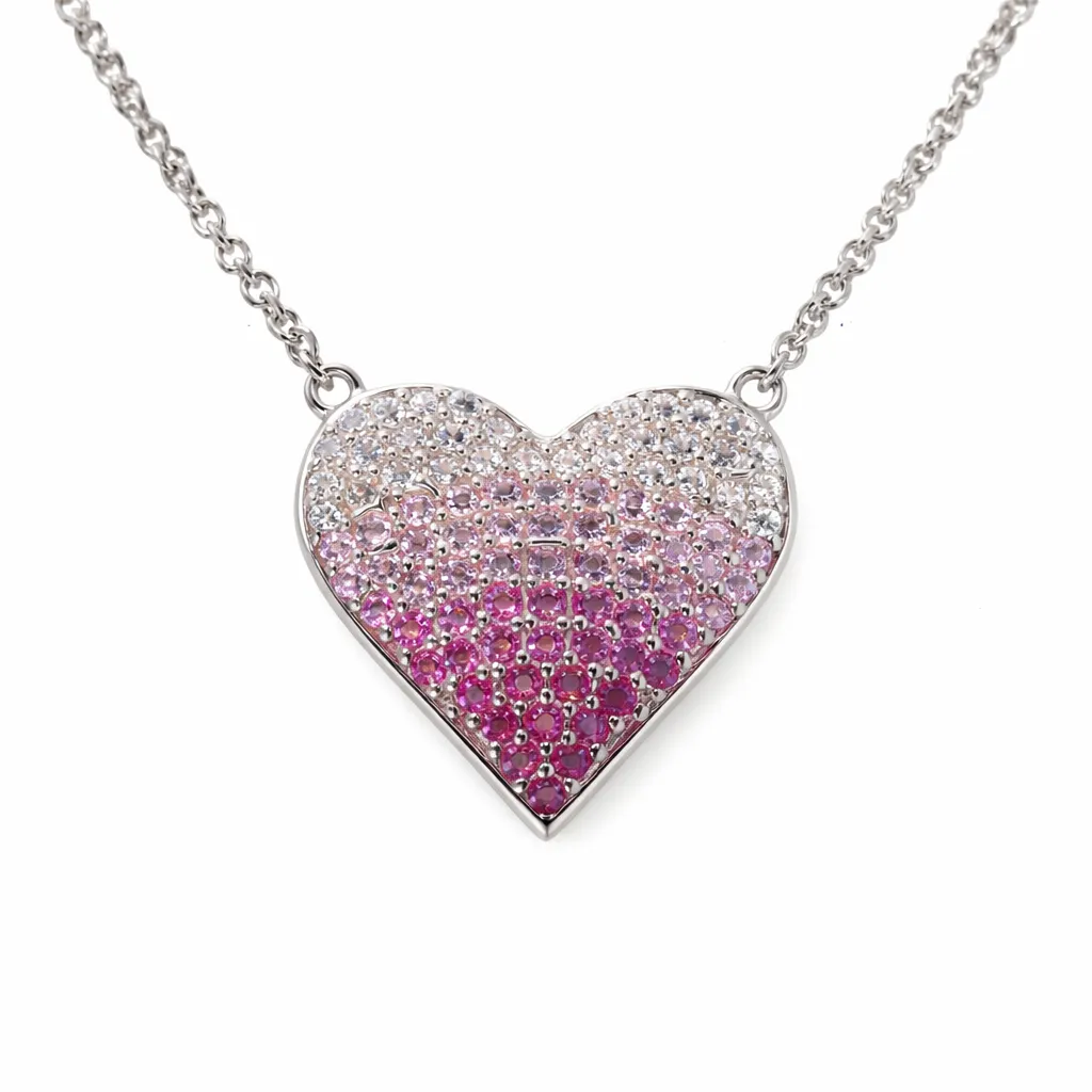 Heart-shaped gemstone pendant (TKC-S925-P-0033)