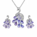 Elegant peacock jewelry set (TKC-S925-COMBO-0002) [TKC-S925-P-0026 / TKC-S925-ER-0024]