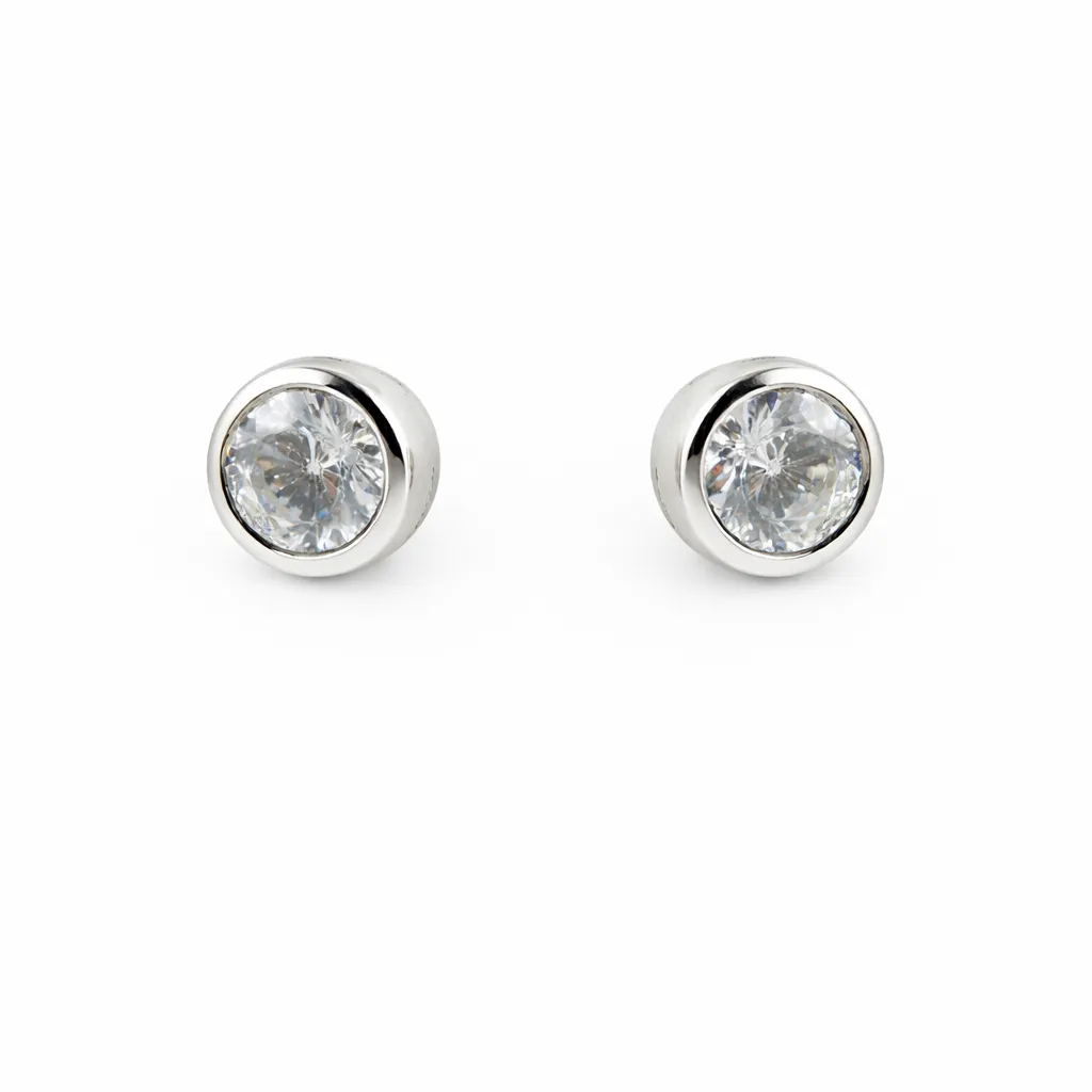 Elegant stud earrings (TKC-S925-ER-0004) (Silver)