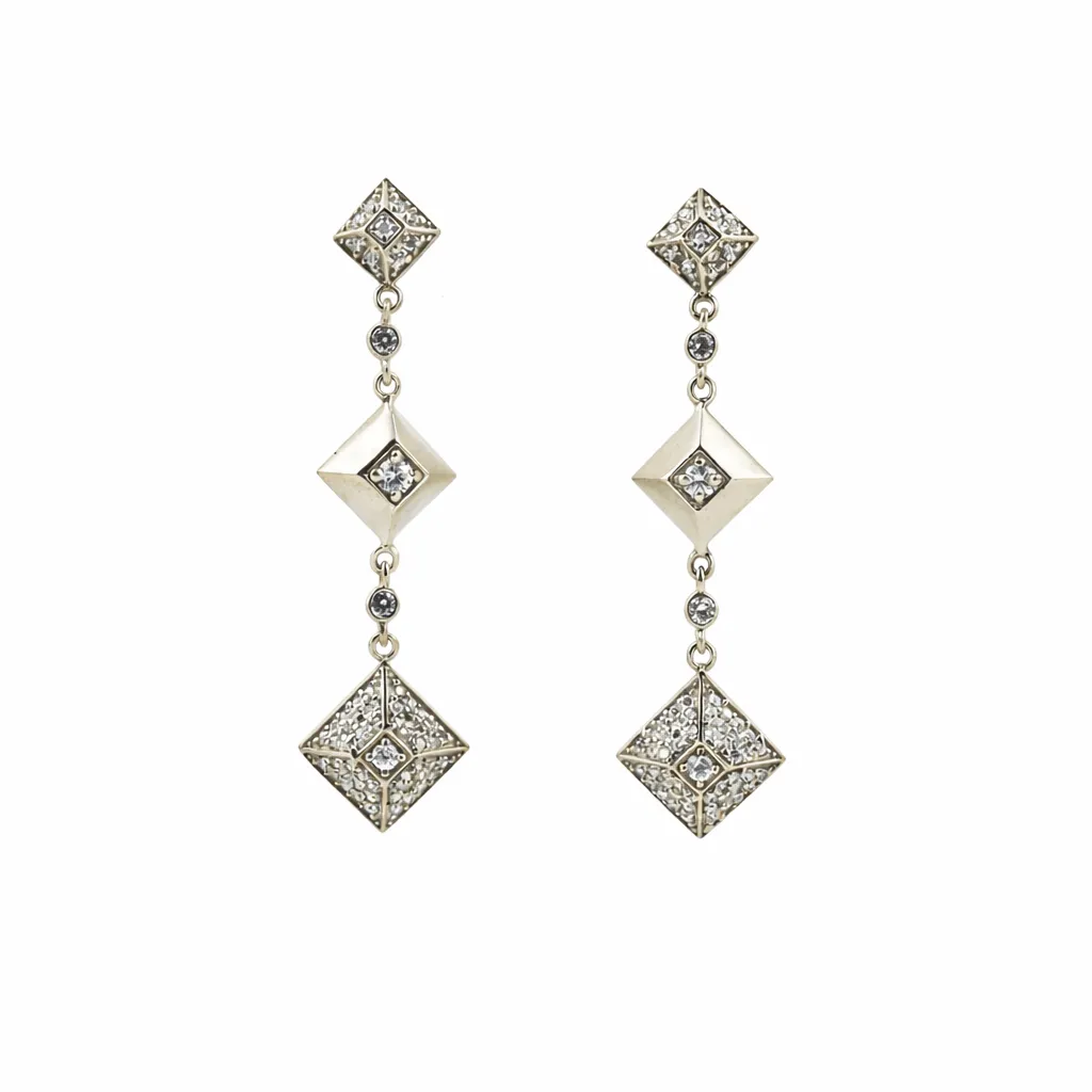 Elegant dangle earrings (TKC-S925-ER-00010) (Silver)