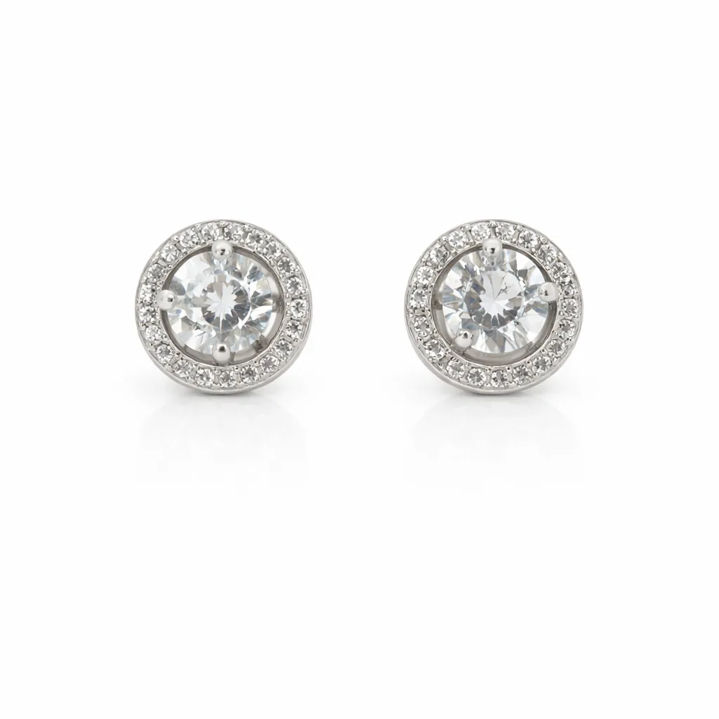 Eterna Spark Halo Studs (TKC-S925-ER-0014) (Silver)