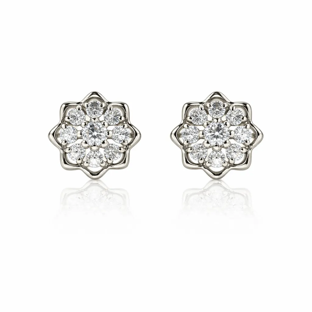 Celestia Star Cluster Stud Earrings (TKC-S925-ER-0021) (Silver)